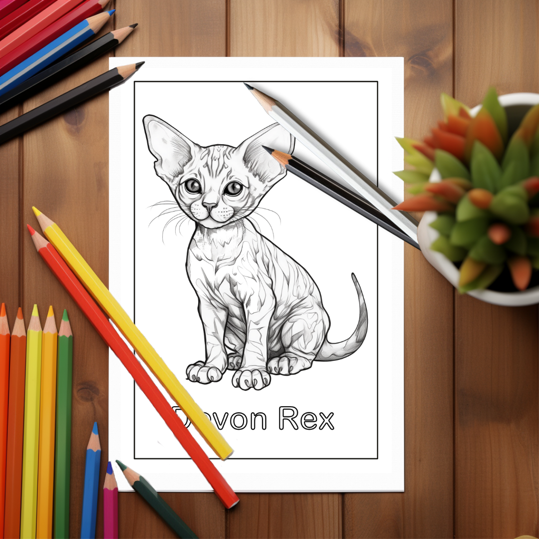 Adorable-Puppies-And-Kittens-Coloring-Book-Inside-Sample-3-Devon-Rex