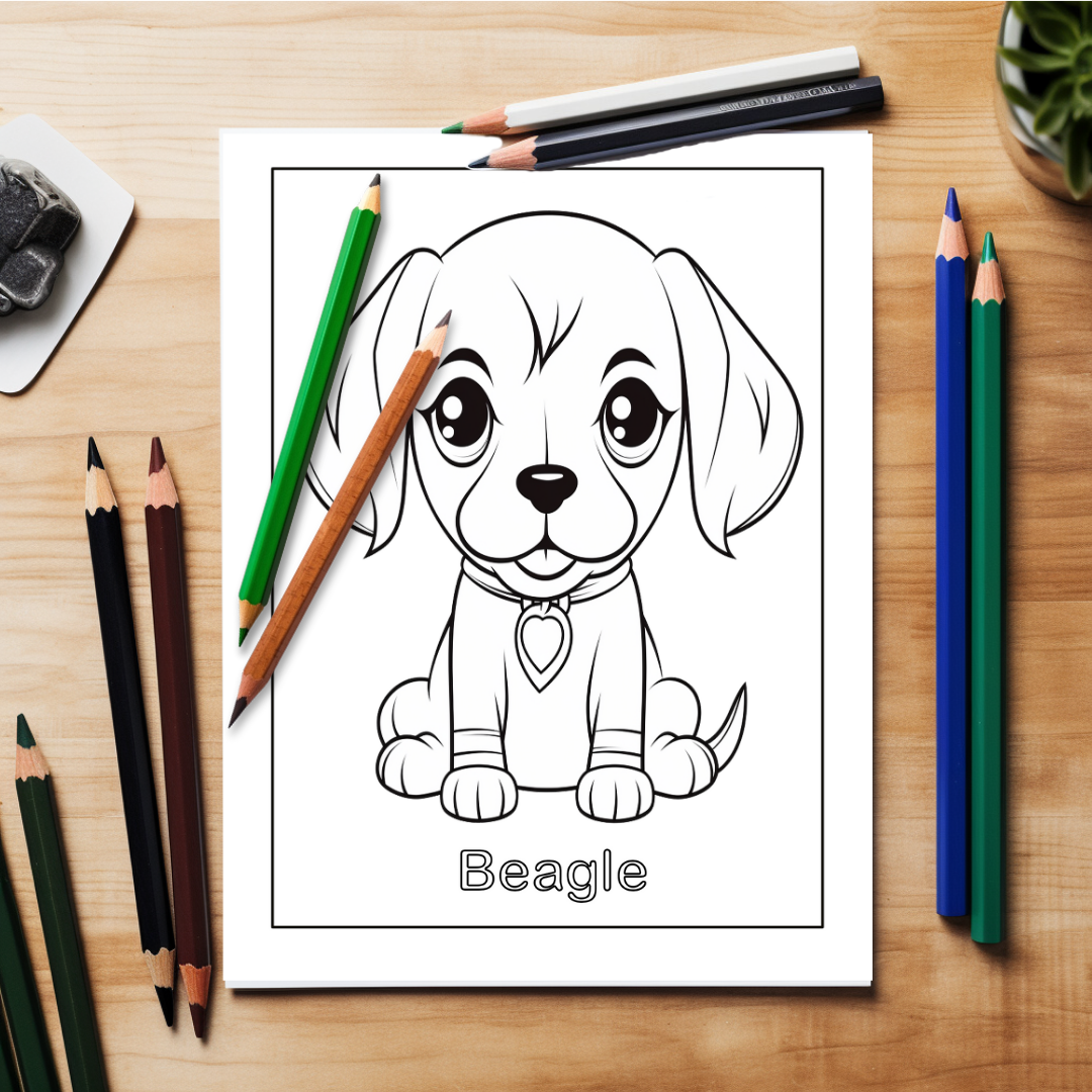 Adorable-Puppies-And-Kittens-Coloring-Book-Inside-Sample-6-Beagle