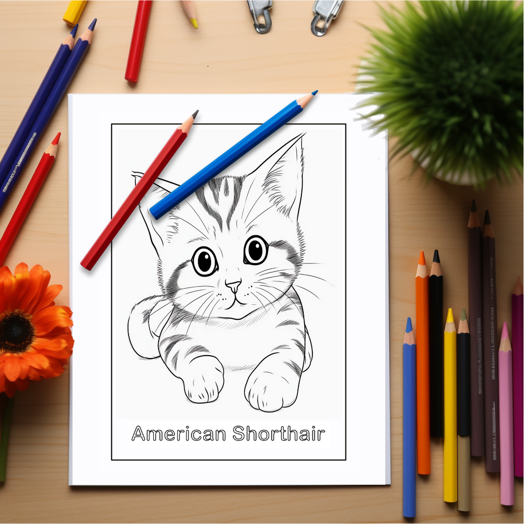 Adorable-Puppies-And-Kittens-Coloring-Book-Inside-Sample-7-American-Shorthair