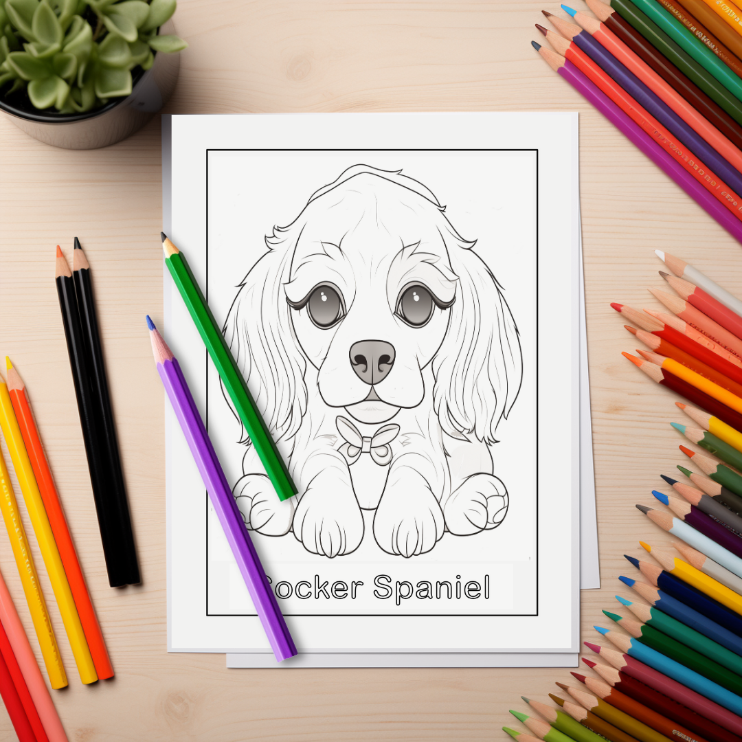 Adorable-Puppies-And-Kittens-Coloring-Book-Inside-Sample-8-Cocker-Spaniel