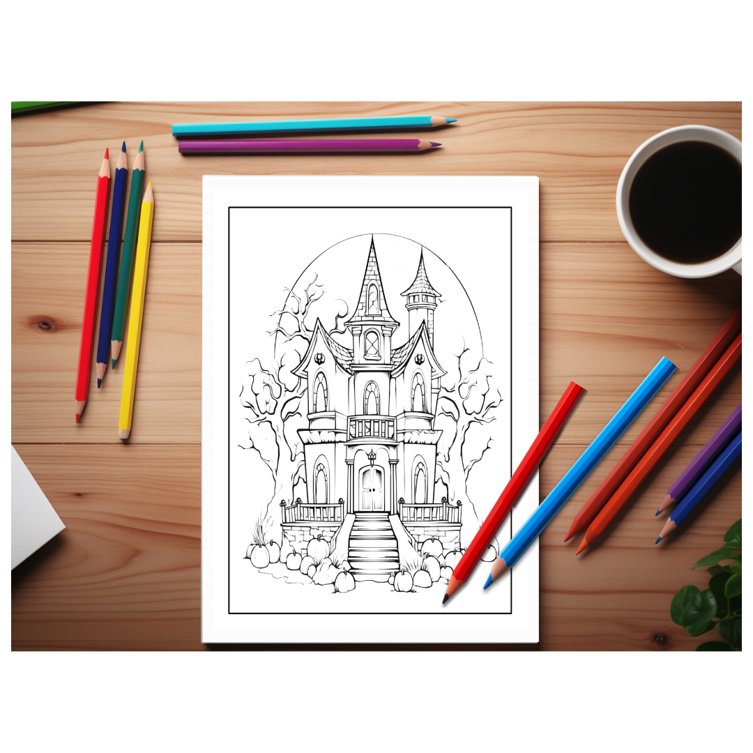 Cute-And-Spooky-Halloween-Coloring-Book-Inside-Sample-4-Haunted-House
